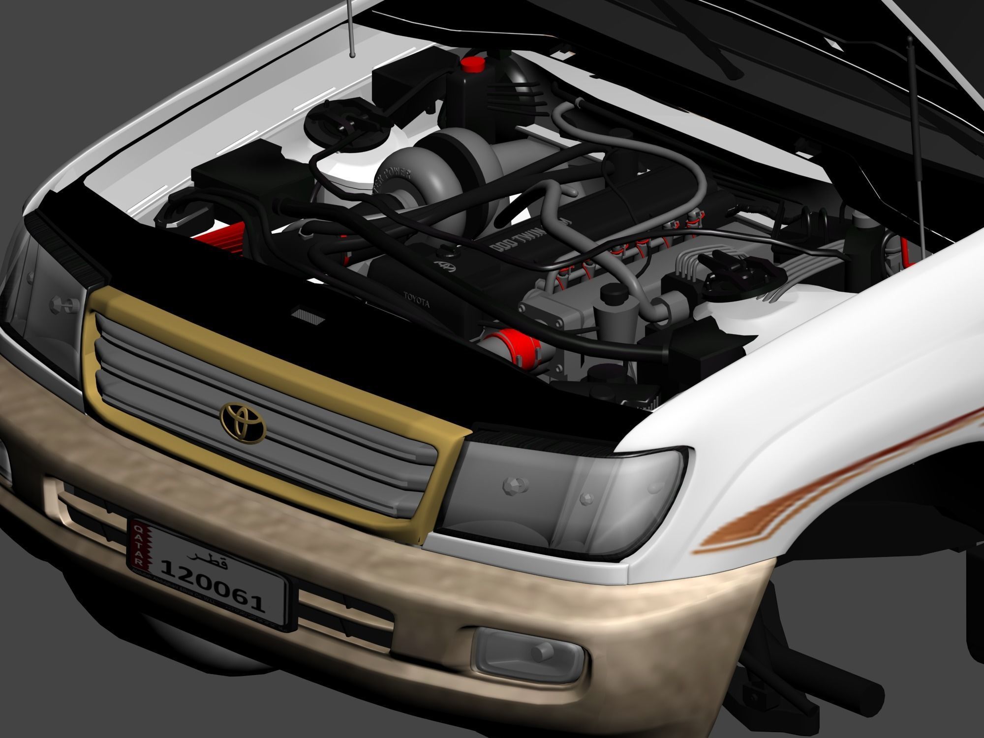 Toyota Land Cruiser J100 GXR 2004 high quality with engine 3D model_1