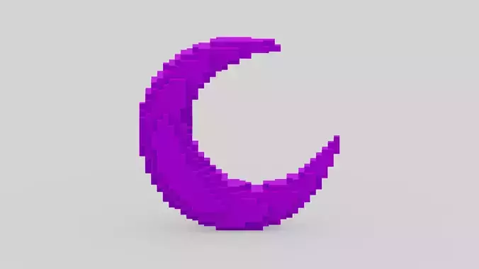 Purple voxel moon