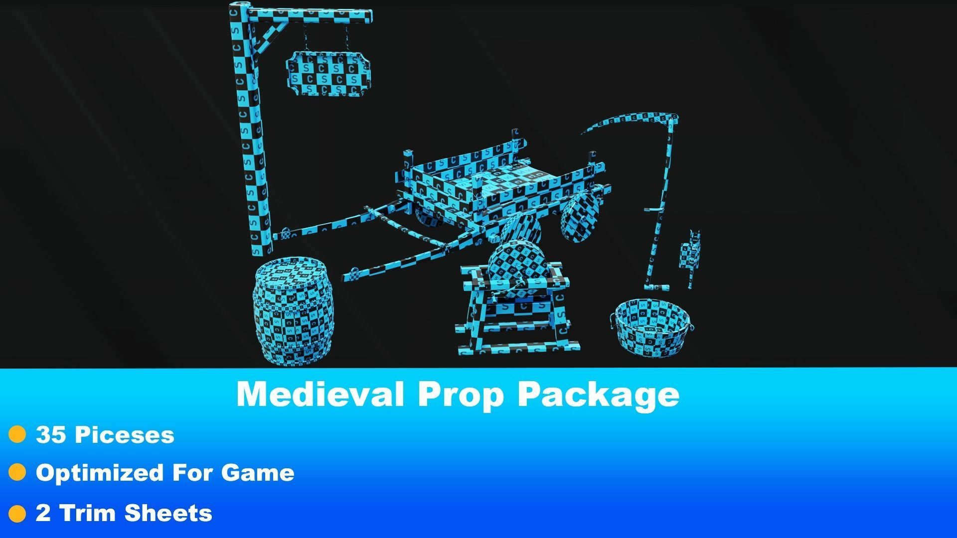 Medieval Prop Package Low-poly 3D model_8