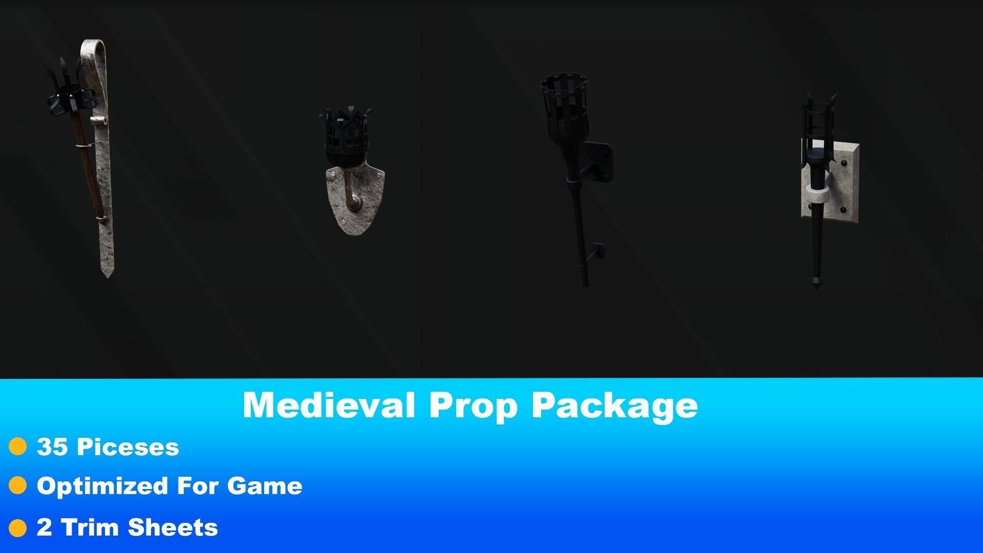 Medieval Prop Package Low-poly 3D model_2