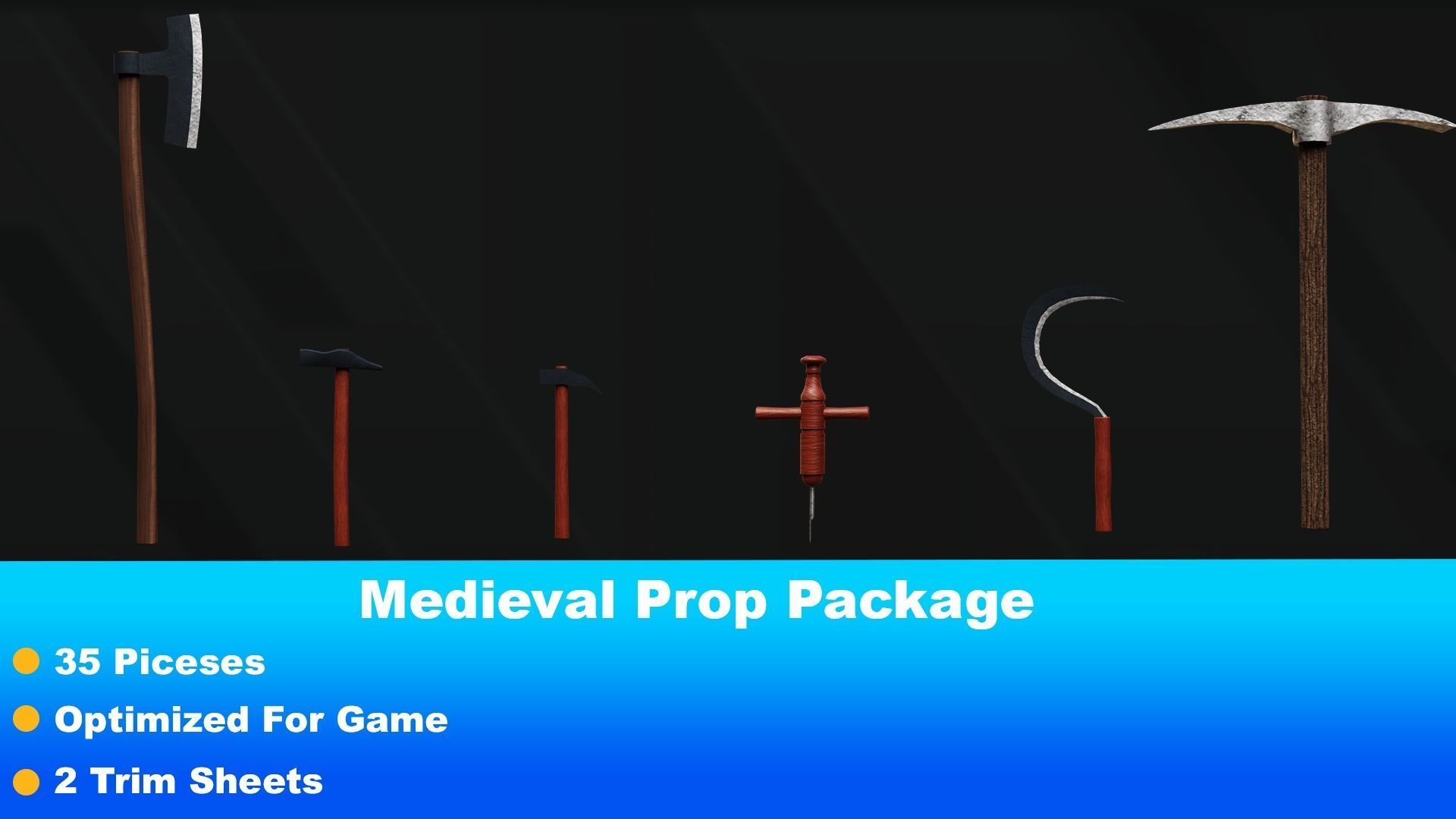 Medieval Prop Package Low-poly 3D model_5
