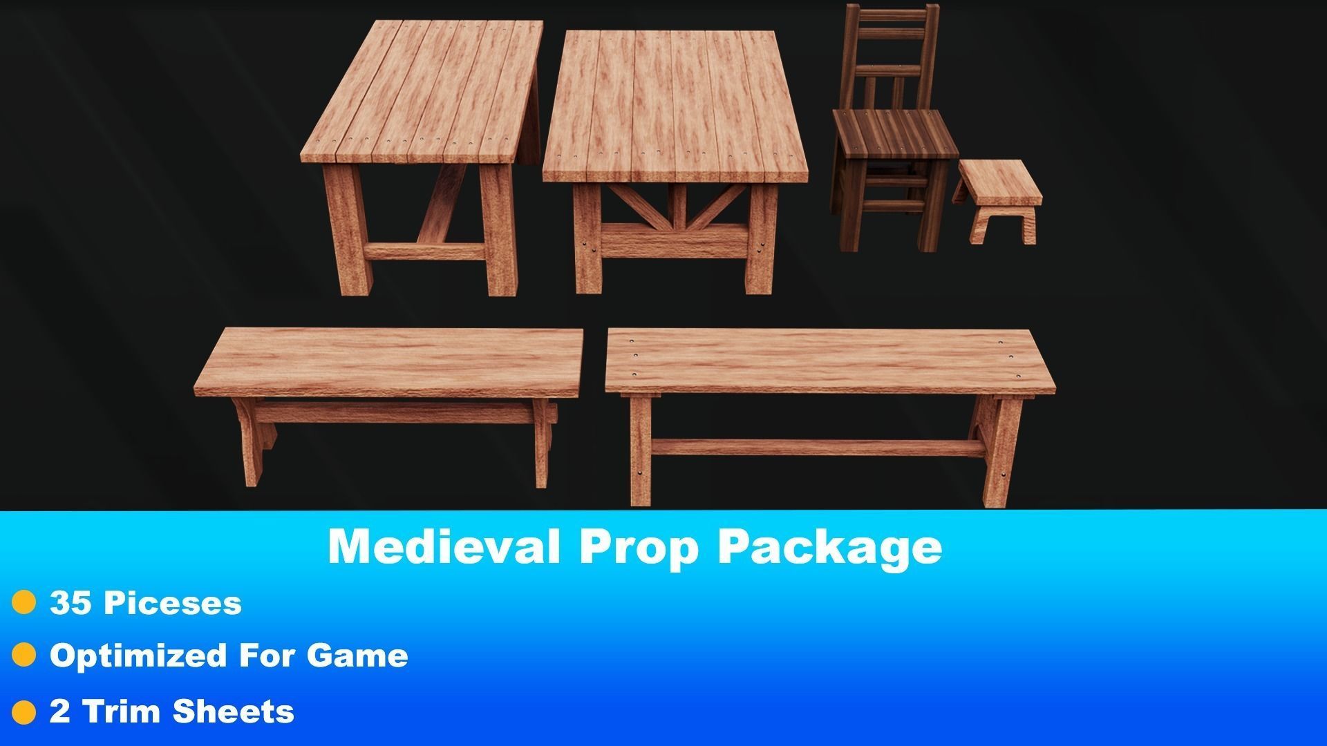Medieval Prop Package Low-poly 3D model_3