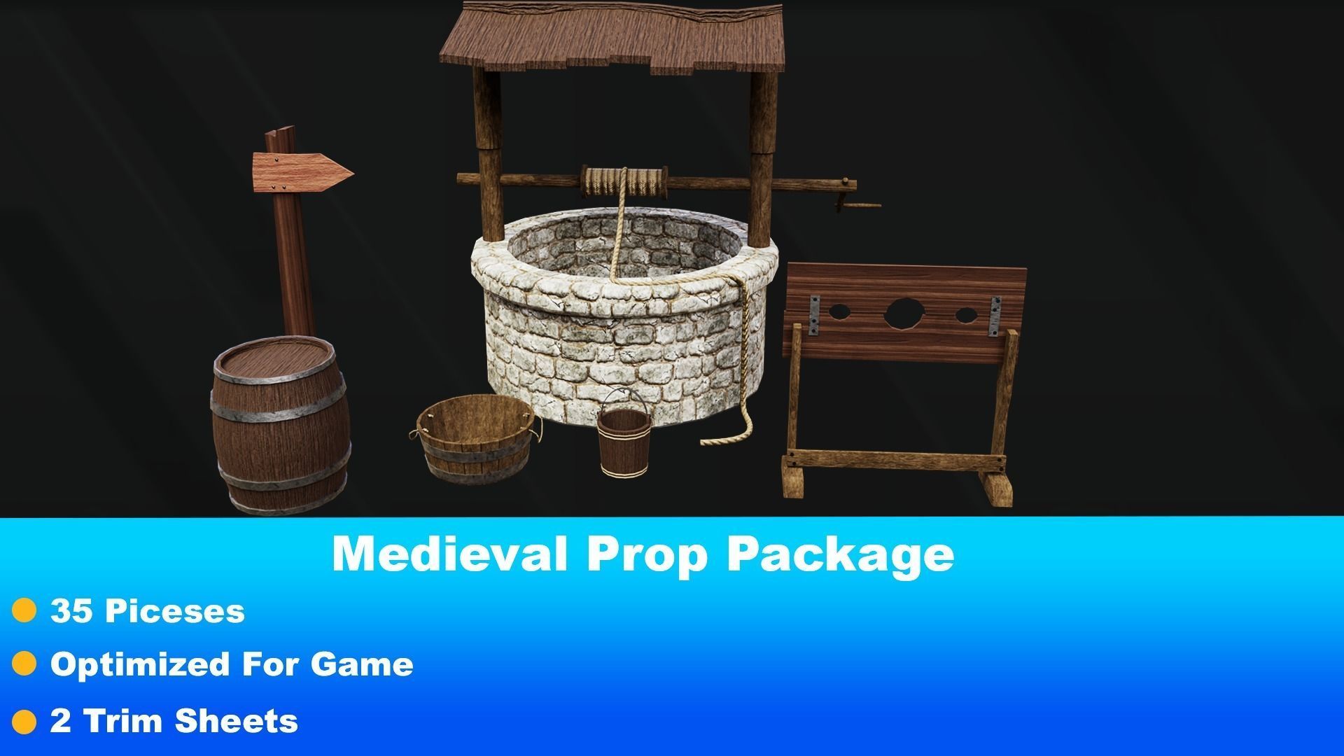 Medieval Prop Package Low-poly 3D model_6