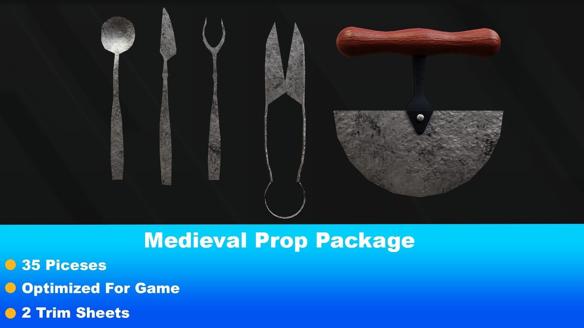 Medieval Prop Package Low-poly 3D model_4