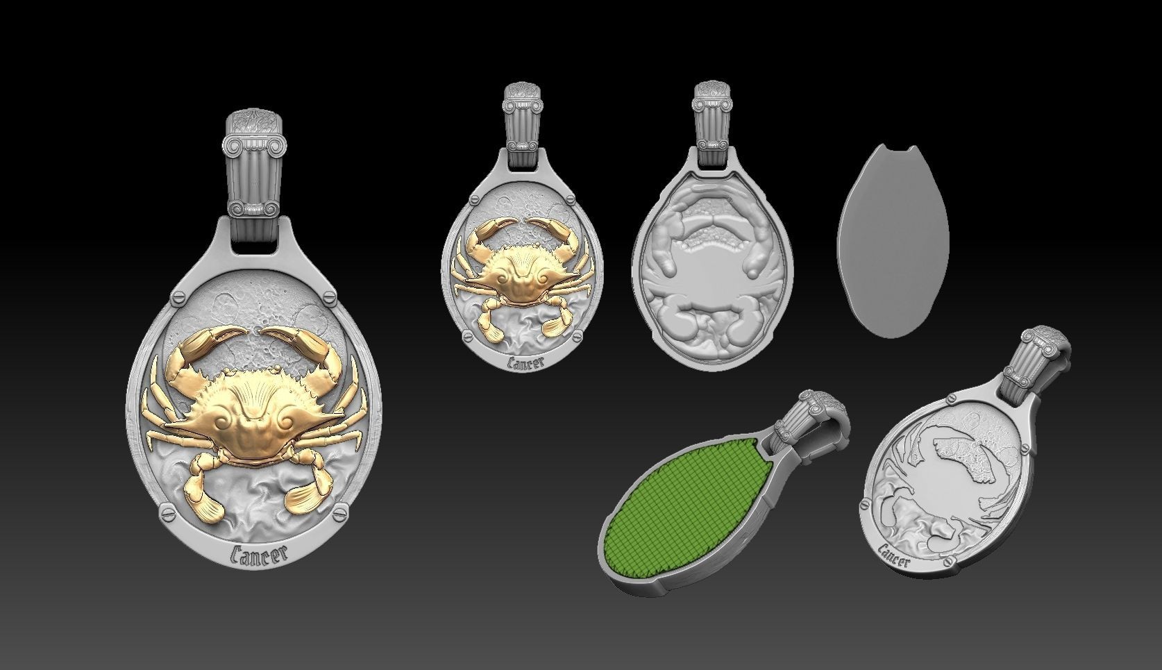 Cancer zodiac pennant  3D print model_6