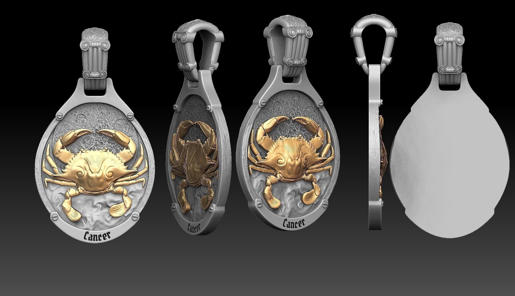 Cancer zodiac pennant  3D print model_4