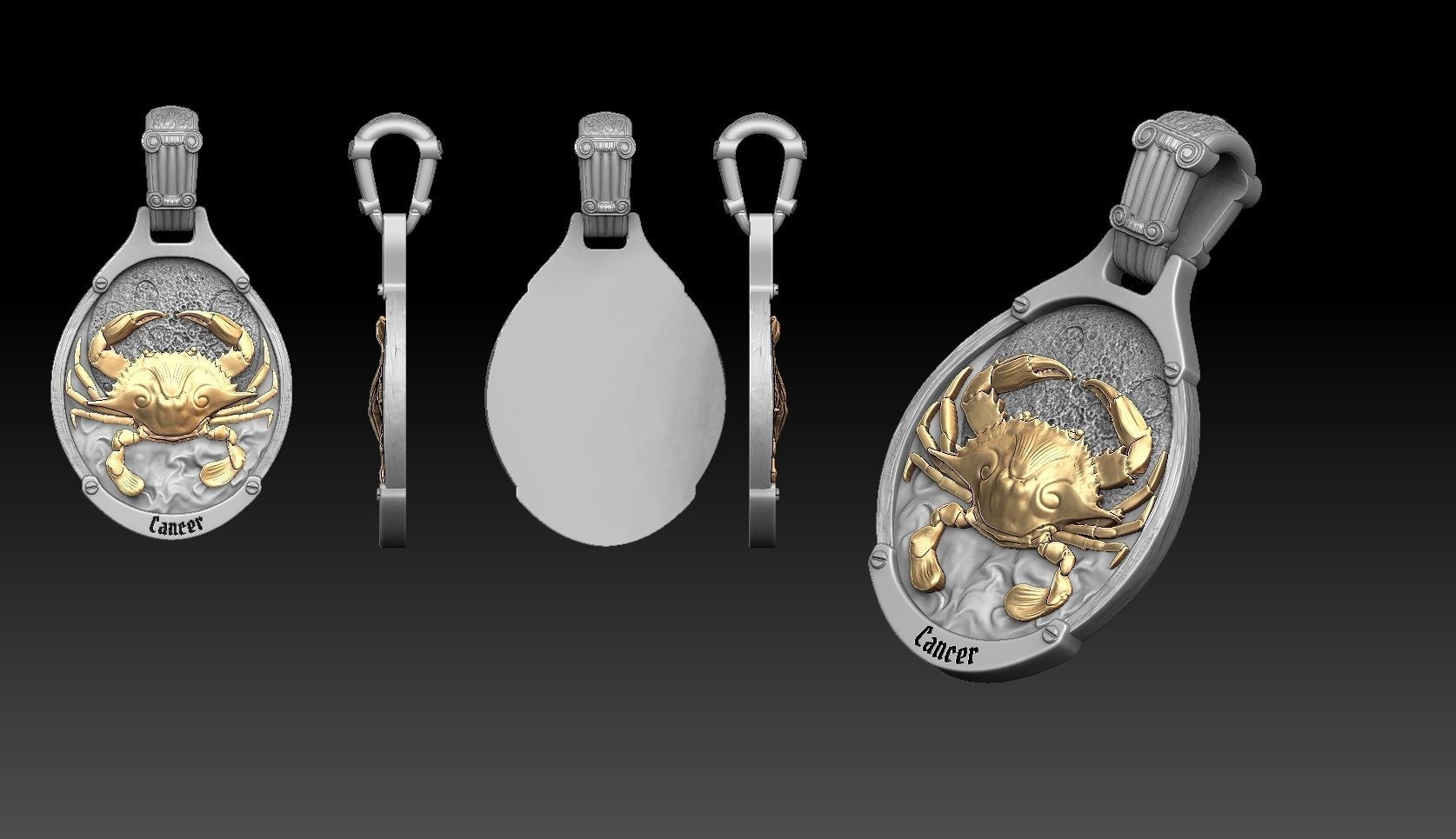 Cancer zodiac pennant  3D print model_5