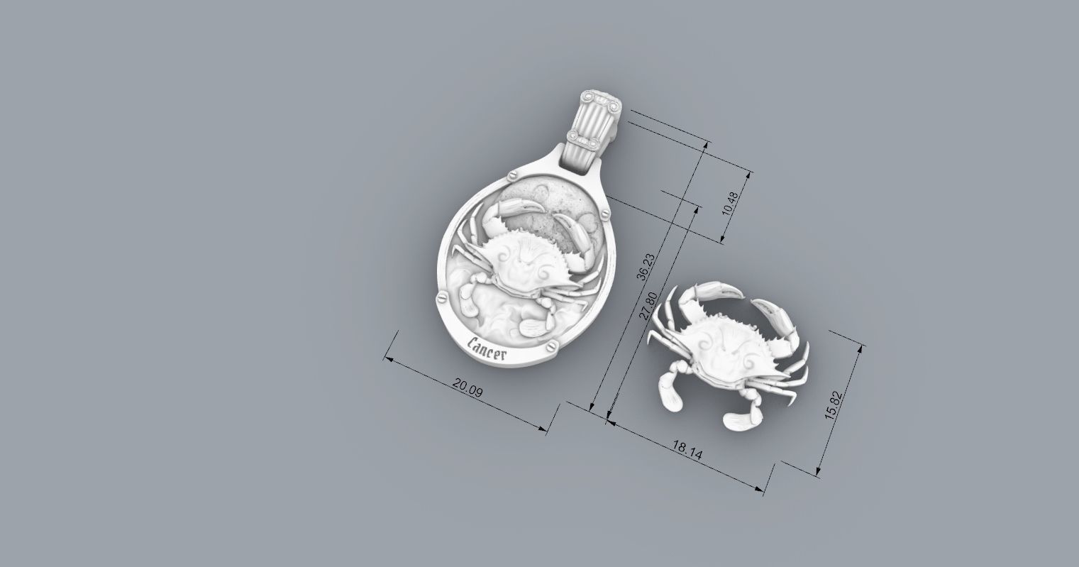 Cancer zodiac pennant  3D print model_7