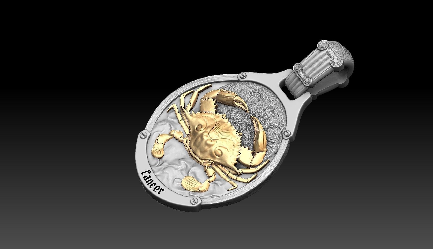 Cancer zodiac pennant  3D print model_1