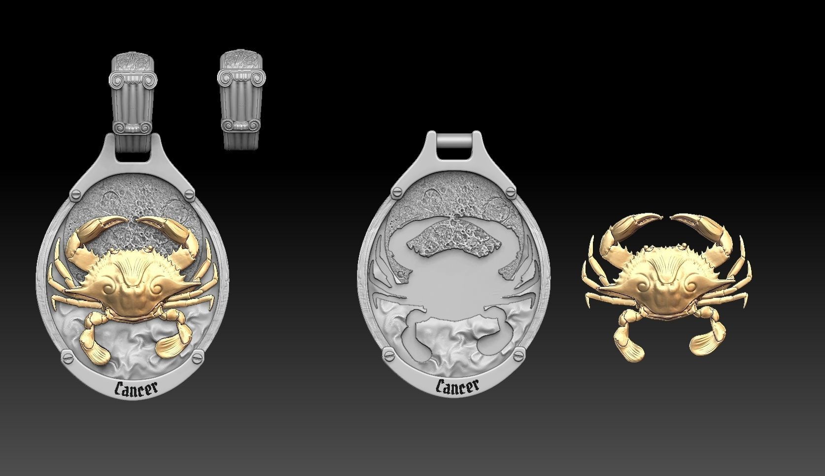 Cancer zodiac pennant  3D print model_3