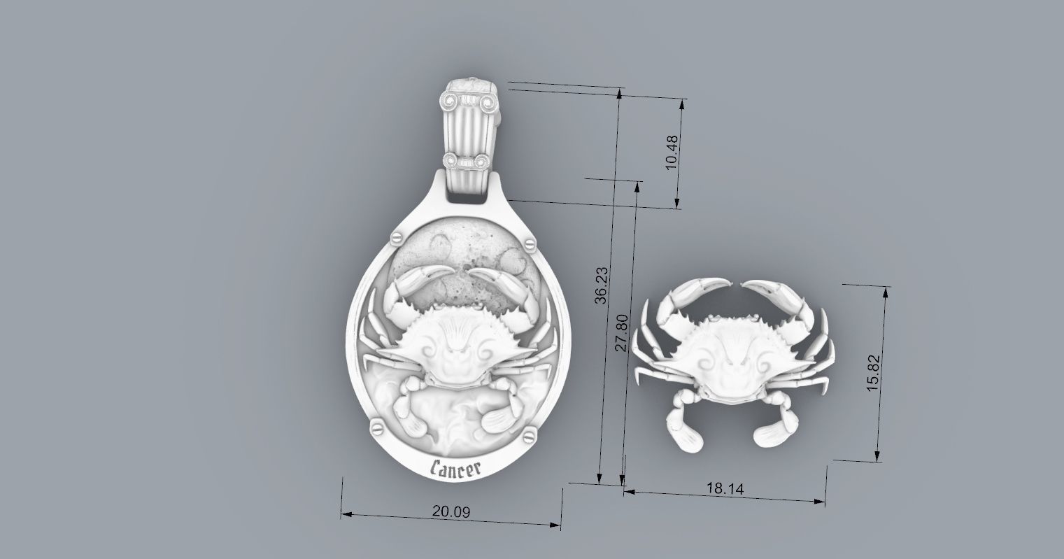 Cancer zodiac pennant  3D print model_8
