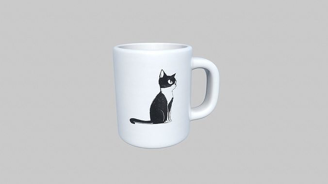 Cat Mug 3D Model Low-poly 3D model
