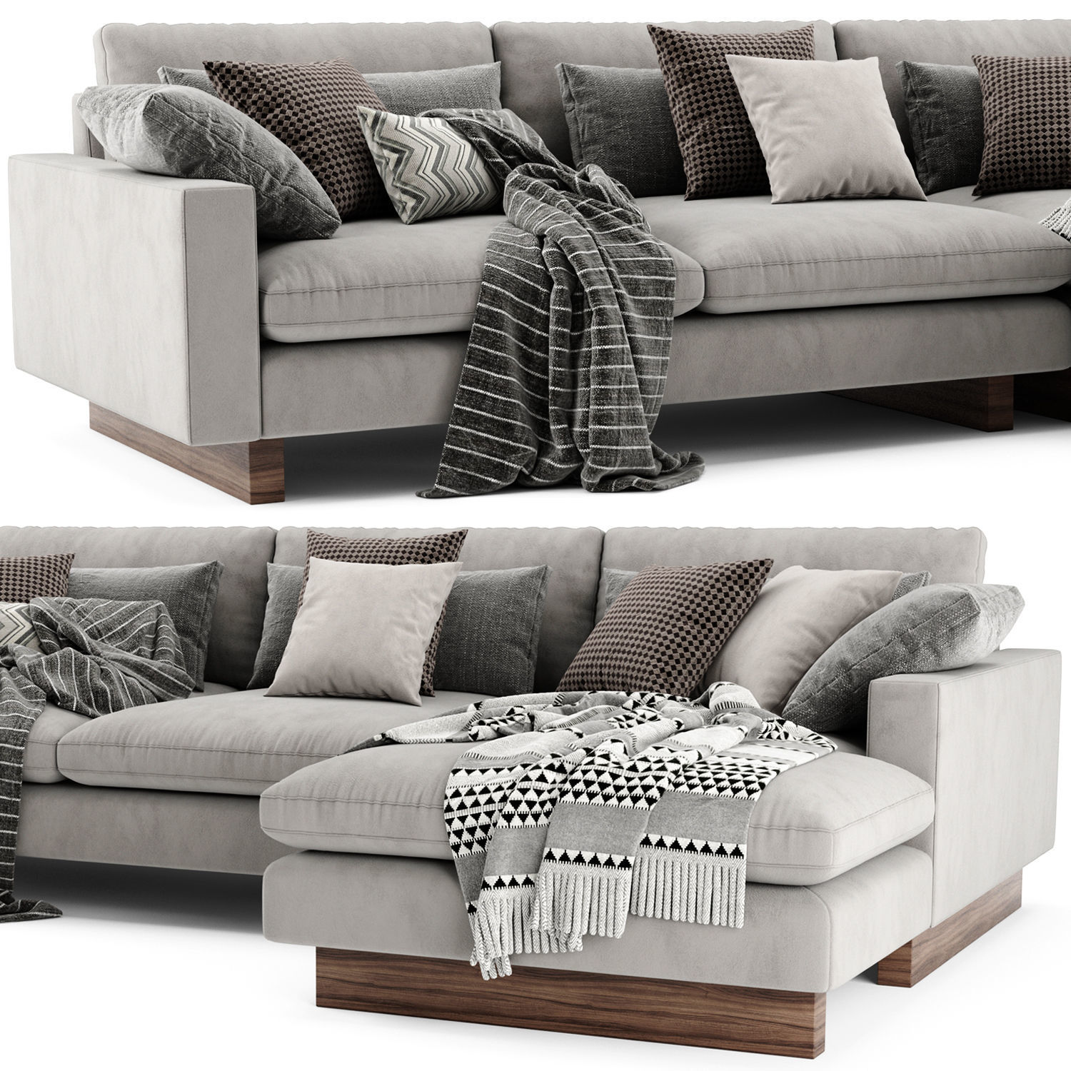 West Elm Harmony Sectional Chaise Sofa 3D model_2