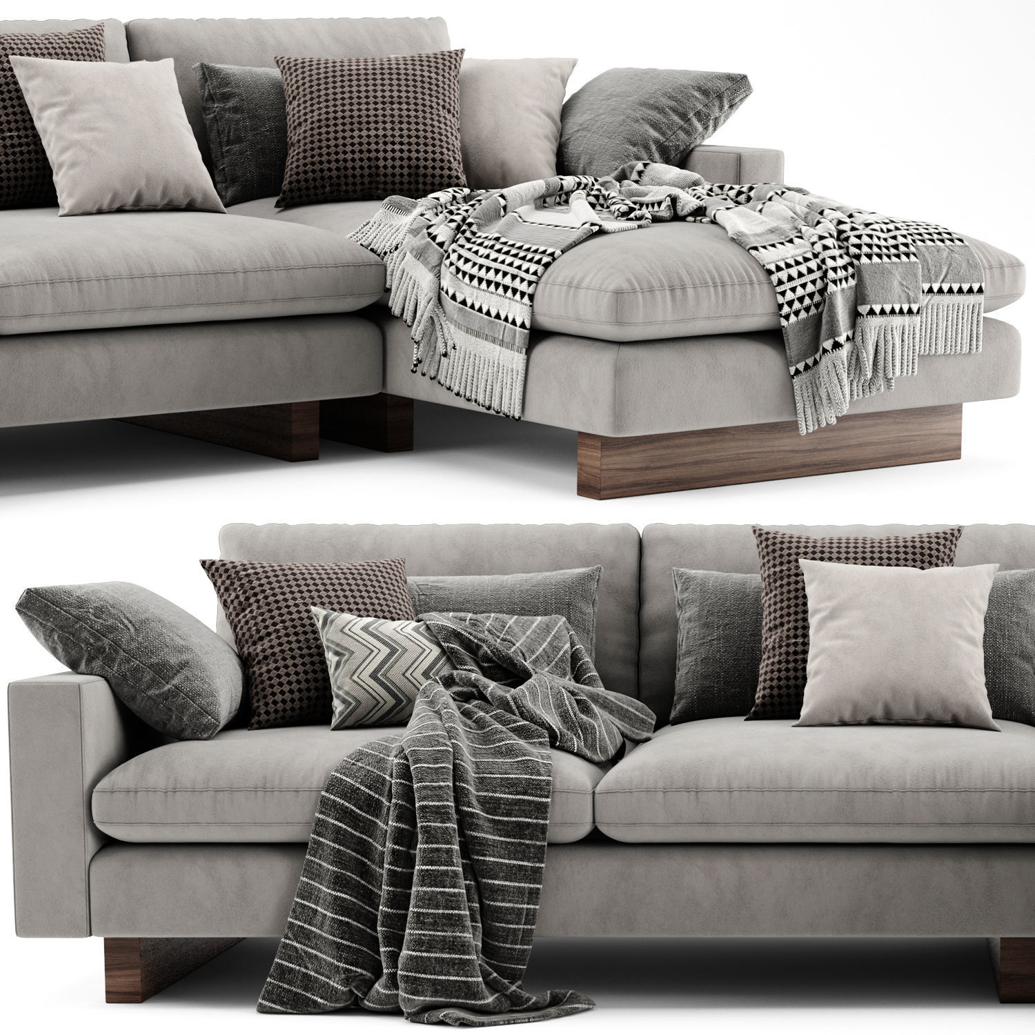 West Elm Harmony Sectional Chaise Sofa 3D model_1