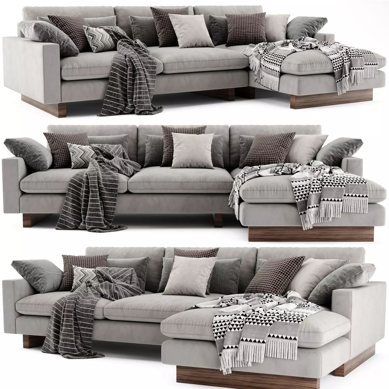West Elm Harmony Sectional Chaise Sofa 3D model_0