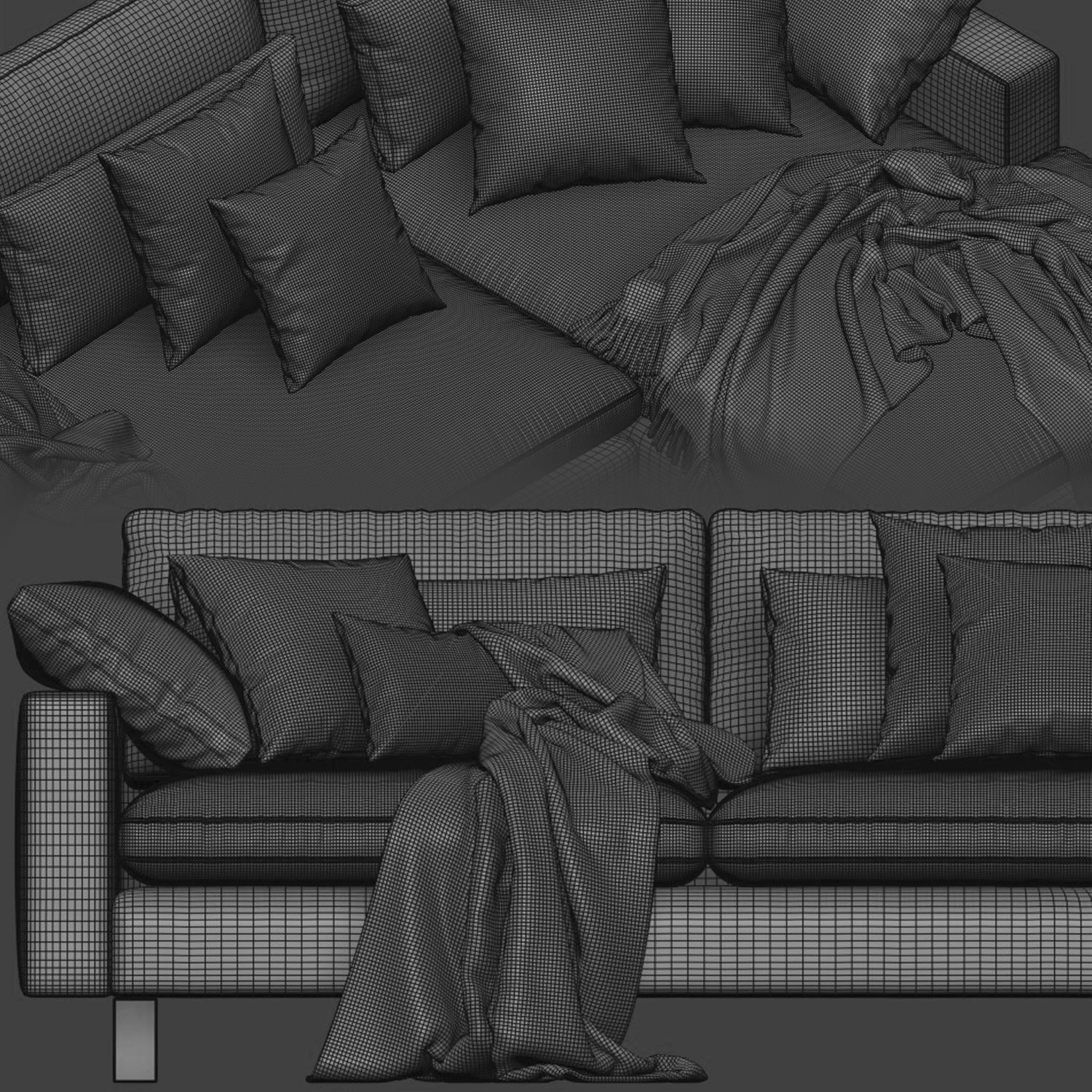 West Elm Harmony Sectional Chaise Sofa 3D model_4