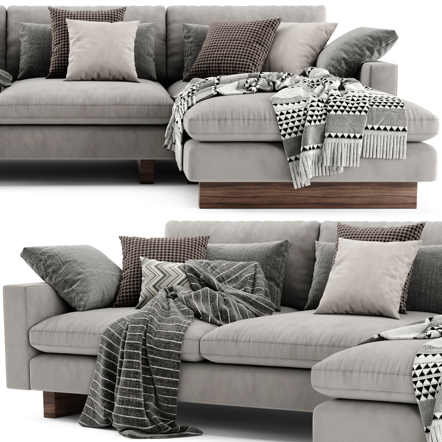 West Elm Harmony Sectional Chaise Sofa 3D model_3