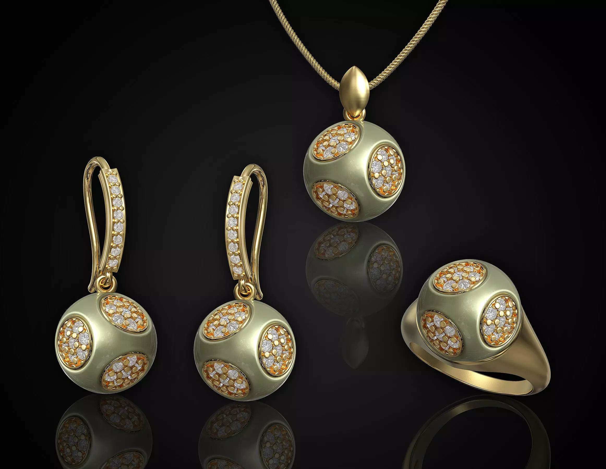 Cube of ball and Half ball Set 3D Model Collection_0