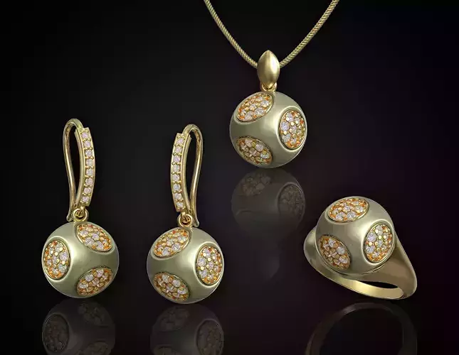 Cube of ball and Half ball Set 3D Model Collection