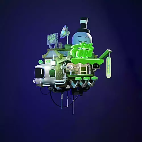 3d cyberpunk truck  Low-poly 3D model
