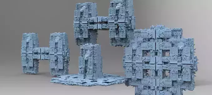 Babylonian Ancient Stone 4 models 