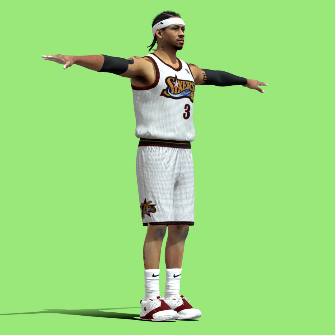 T-P Rigged Allen Iverson Philadelphia 76ers NBA 3D model_4