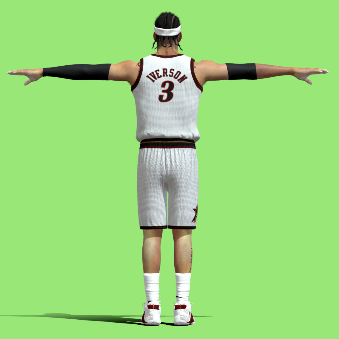 T-P Rigged Allen Iverson Philadelphia 76ers NBA 3D model_3