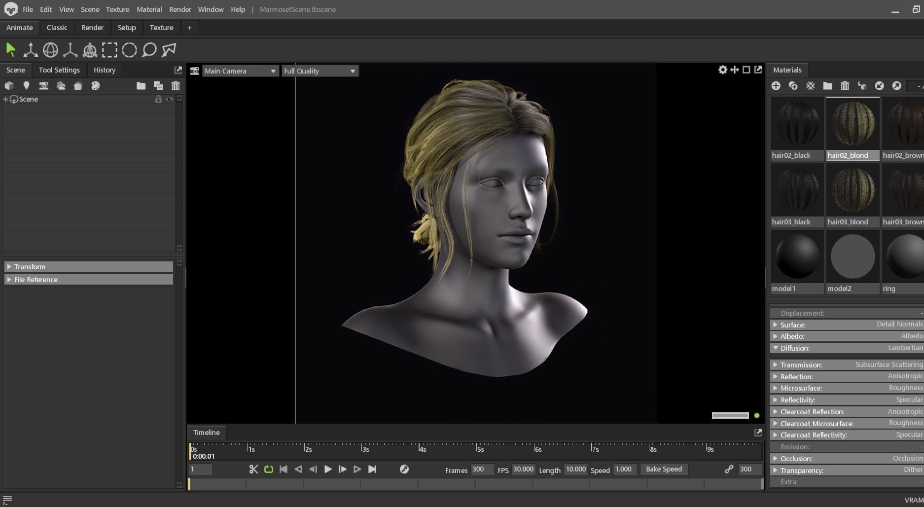 Real Time Hair Card Female Hairstyle part 03 Low-poly 3D model_11
