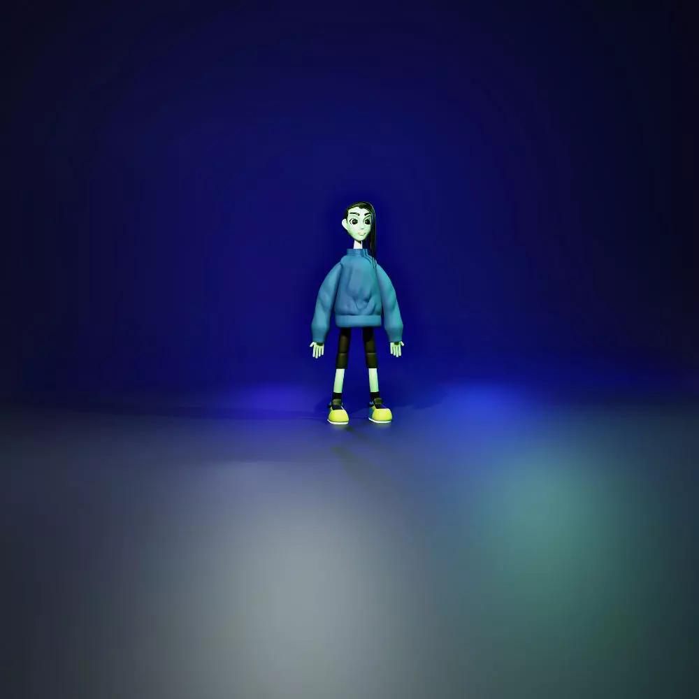 3d girl character Low-poly 3D model