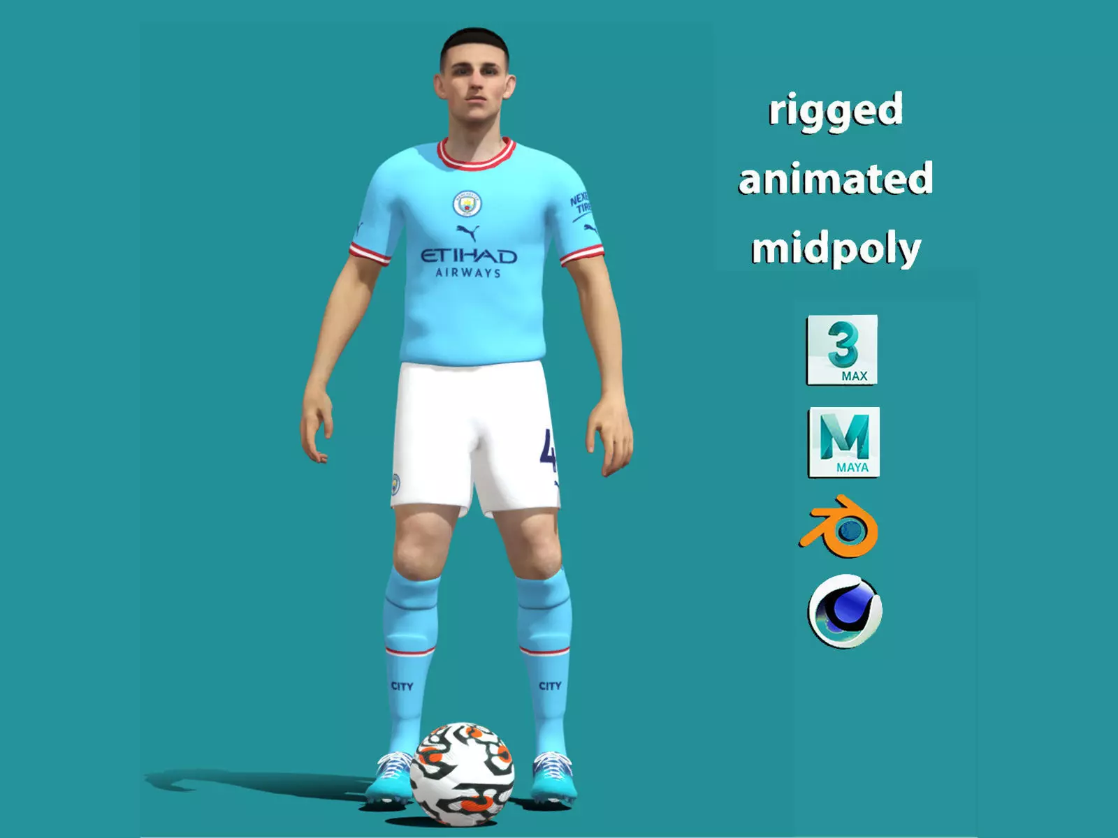 3D Rigged Phil Foden Manchester City  3D model_0