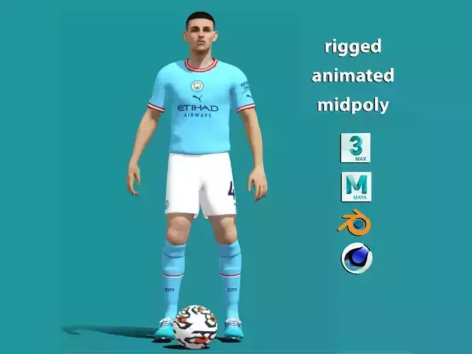 3D Rigged Phil Foden Manchester City  3D model