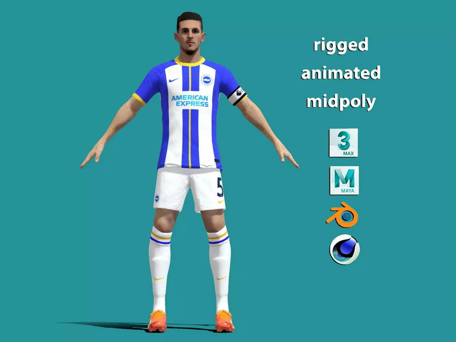 T-P Rigged Lewis Dunk Brighton and Hove Albion 3D model_0