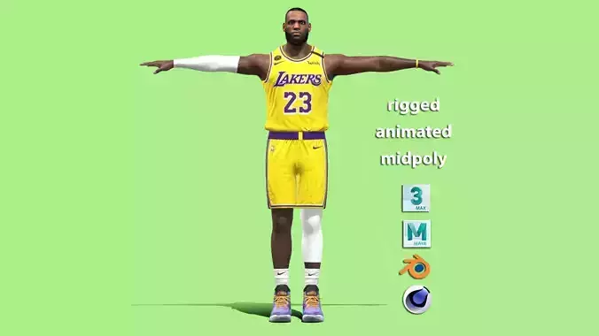 T-P Rigged Lebron James Los Angeles Lakers NBA 3D model