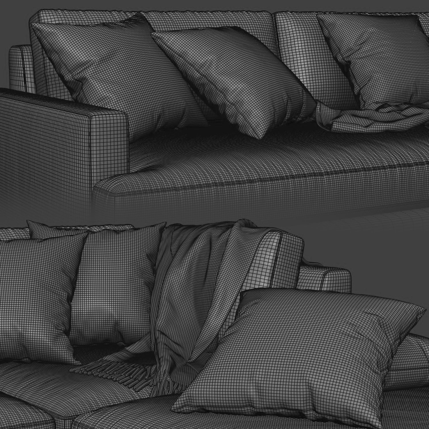 West Elm Andes Sectional Chaise Sofa 3D model_4