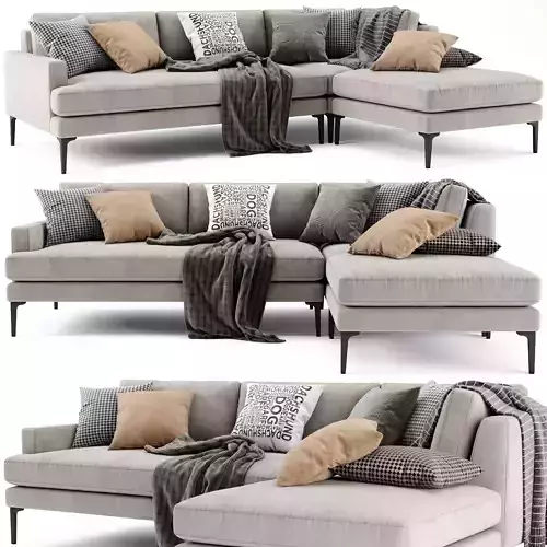 West Elm Andes Sectional Chaise Sofa 3D model