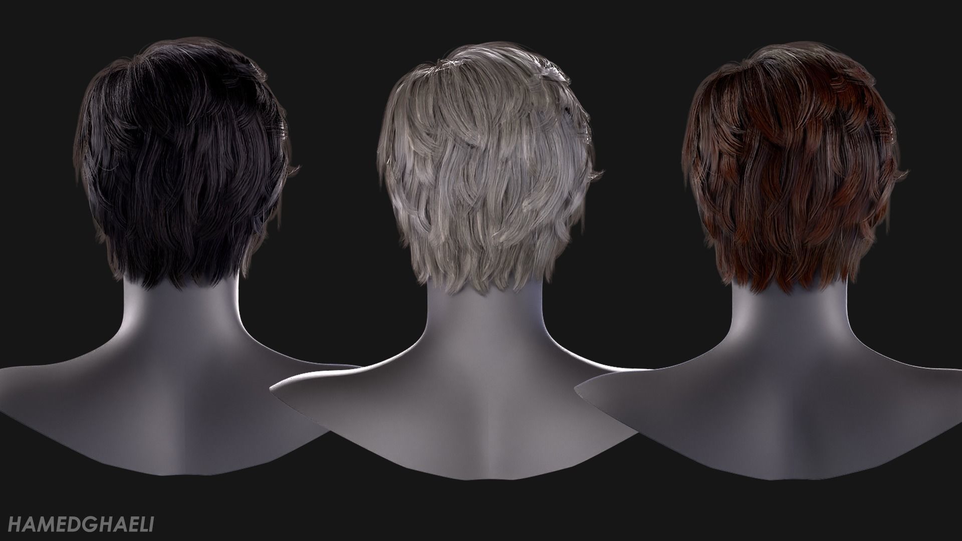 Real Time Hair Card Male Hairstyle part 05 Low-poly 3D model_2