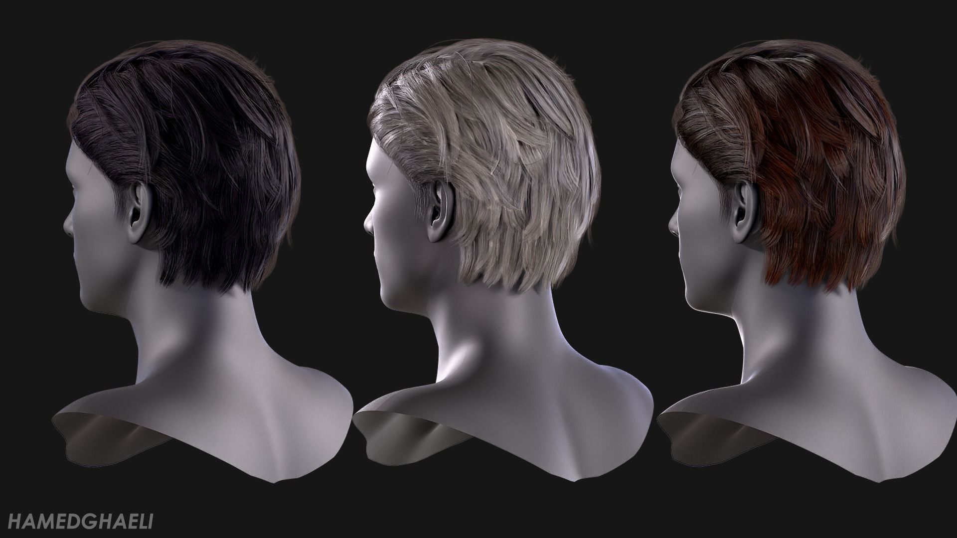 Real Time Hair Card Male Hairstyle part 05 Low-poly 3D model_8