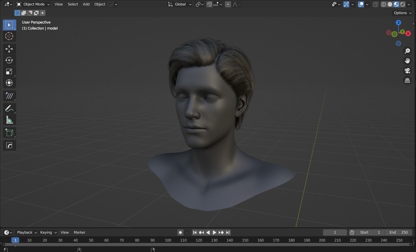 Real Time Hair Card Male Hairstyle part 05 Low-poly 3D model_13