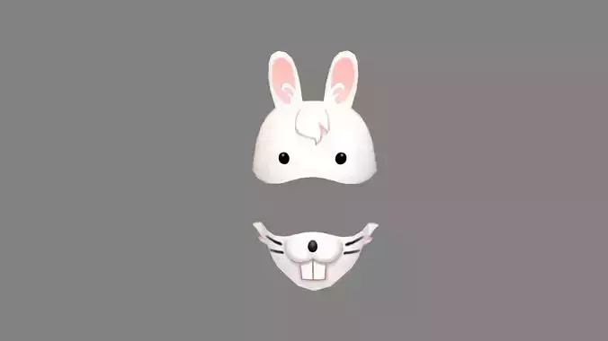 Cartoon white rabbit mask decoration