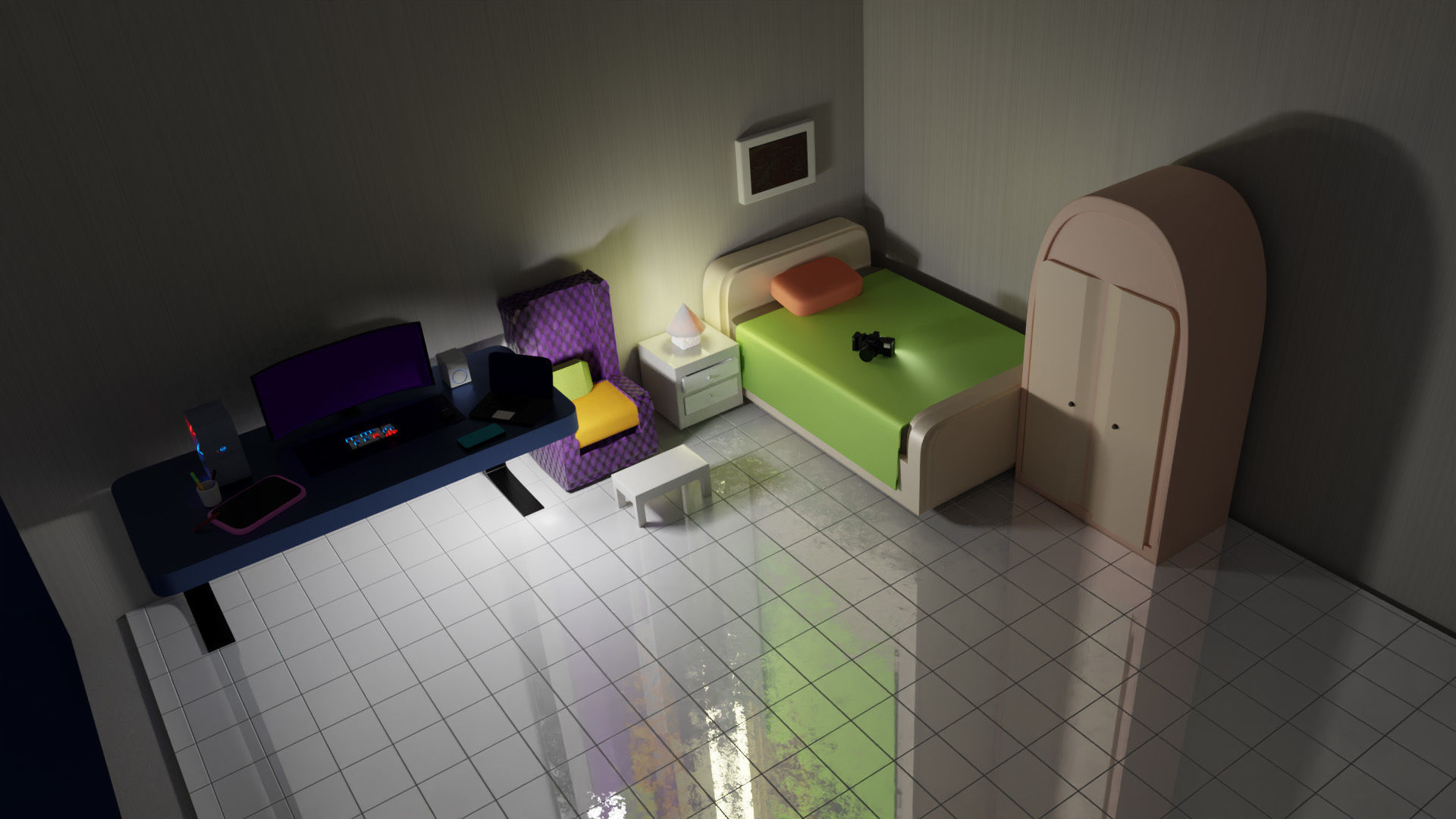 3D MODLE camera on table Low-poly 3D model_2