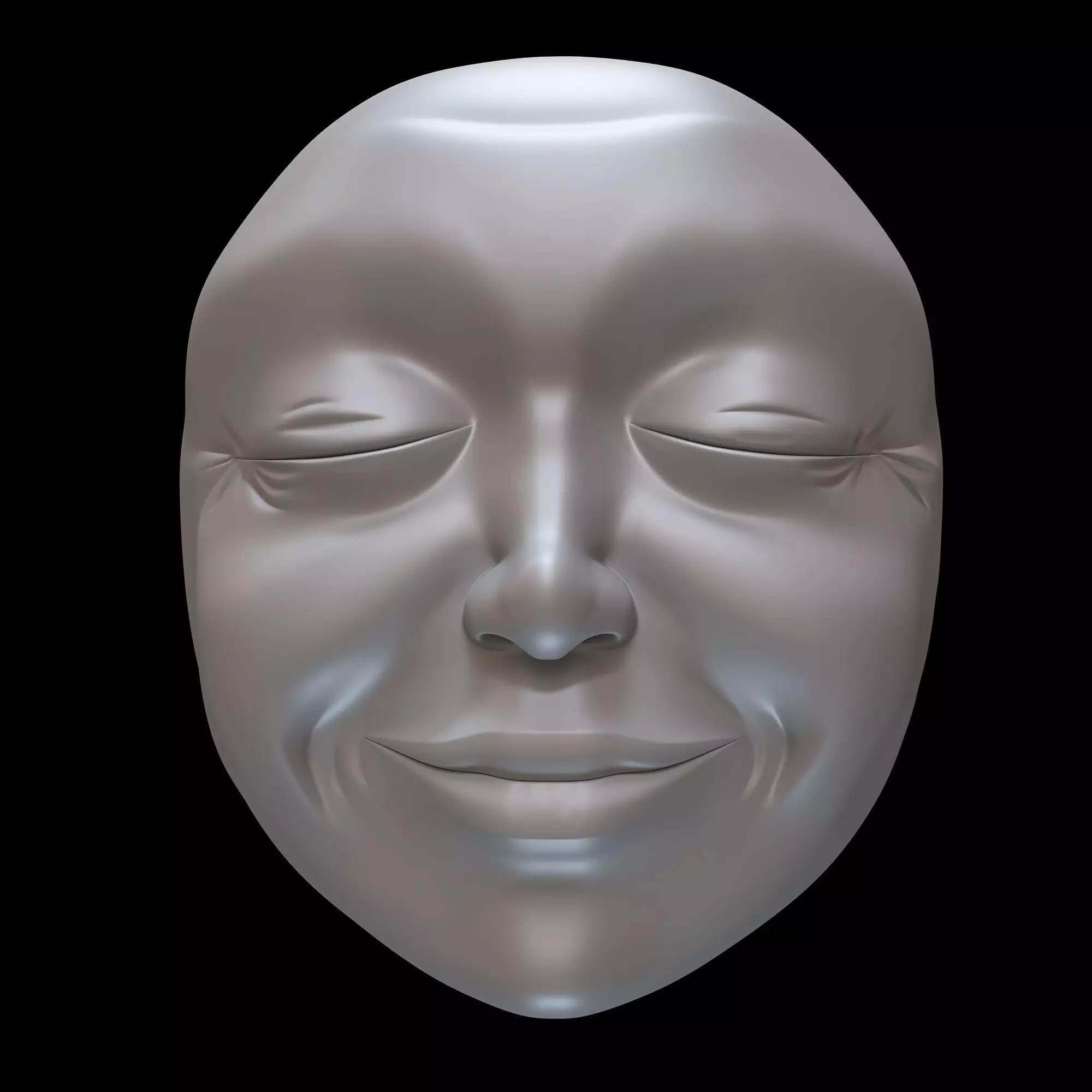 Bas-relief smiling face 3D print model_0