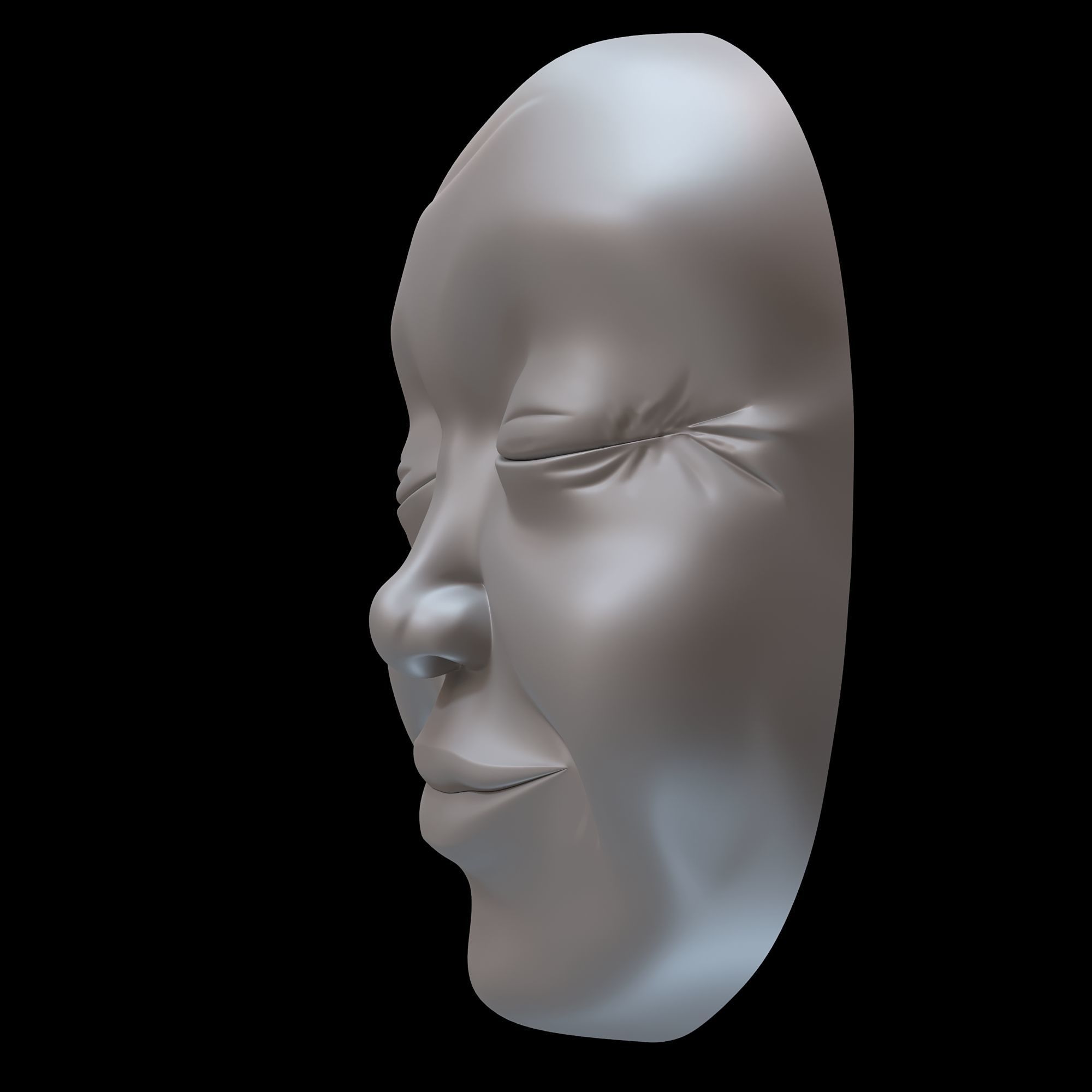 Bas-relief smiling face 3D print model_1