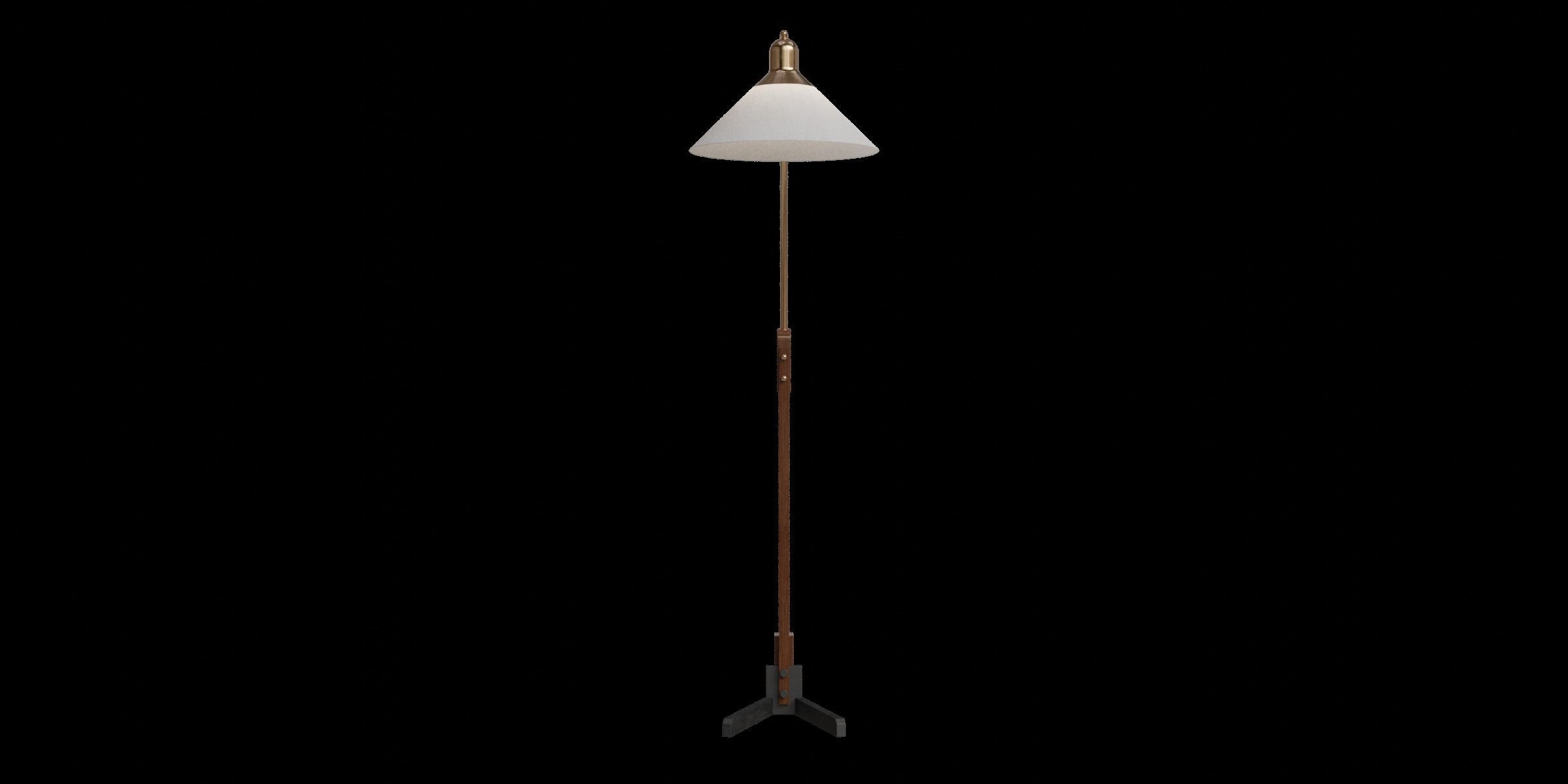 Weathered Brass And Dark Brown Wood Arc Lamp 3D model_2