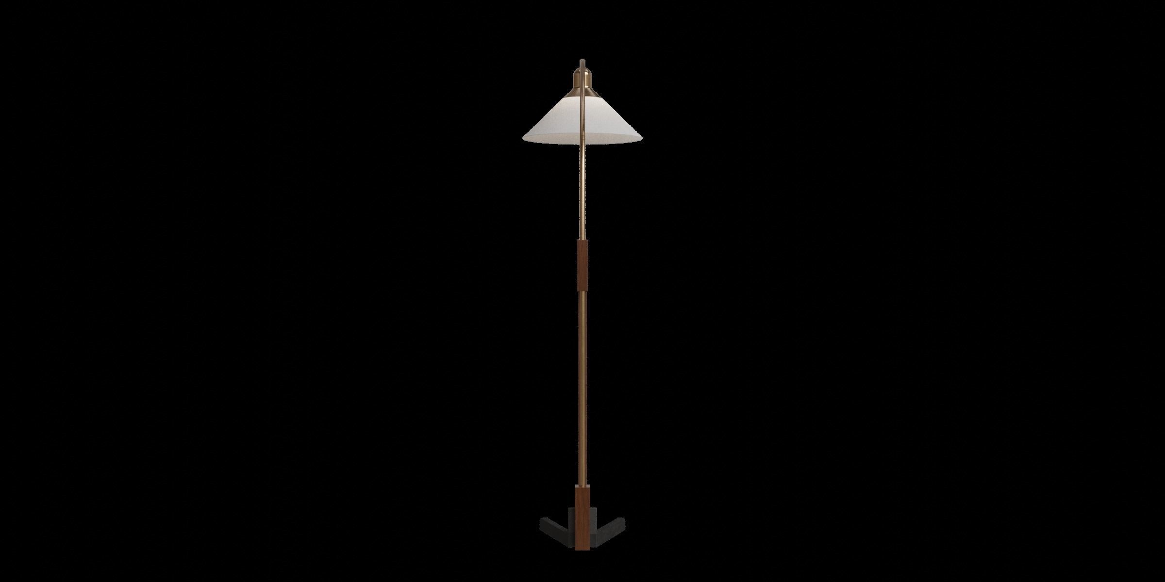 Weathered Brass And Dark Brown Wood Arc Lamp 3D model_5