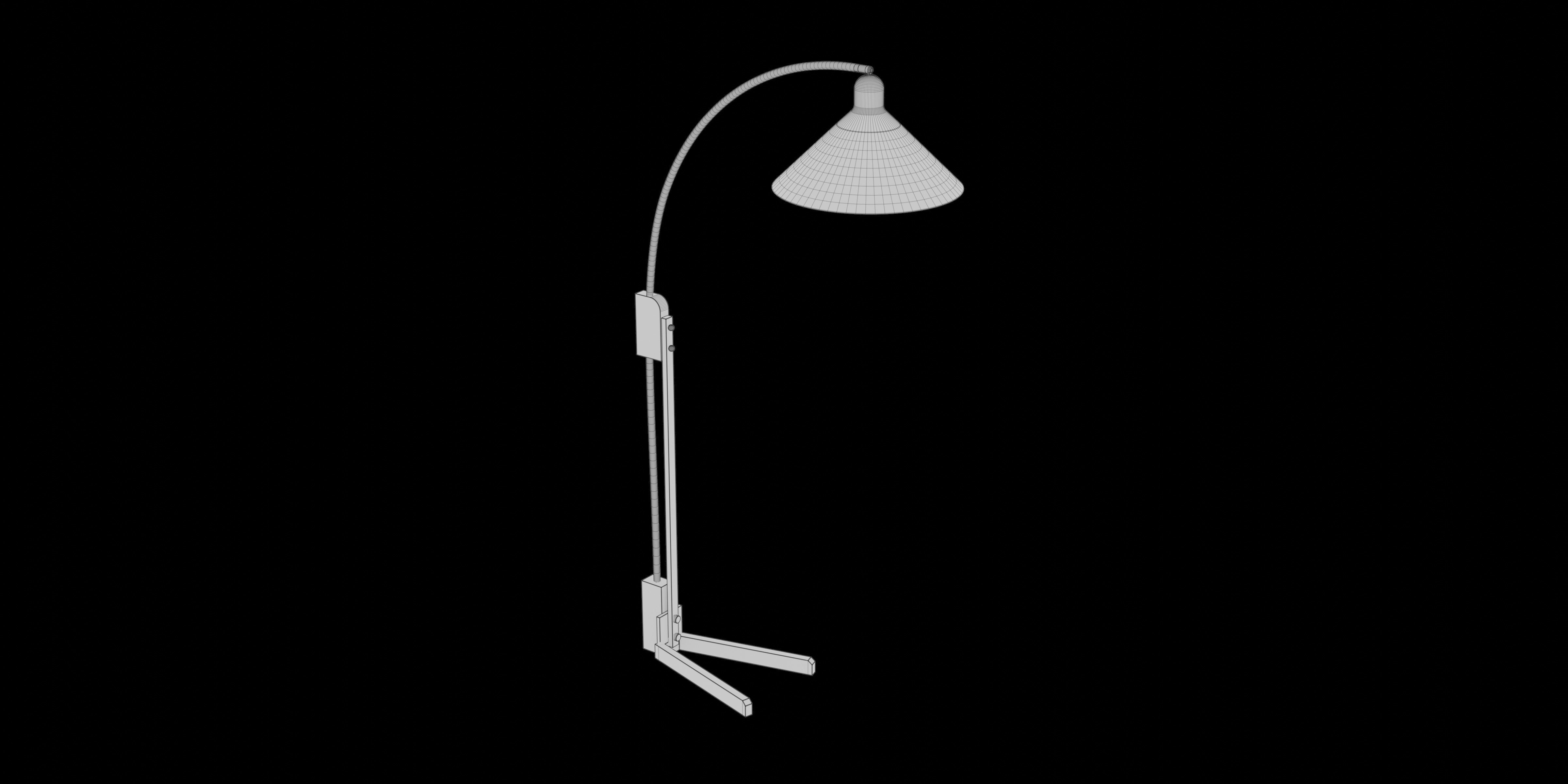 Weathered Brass And Dark Brown Wood Arc Lamp 3D model_6