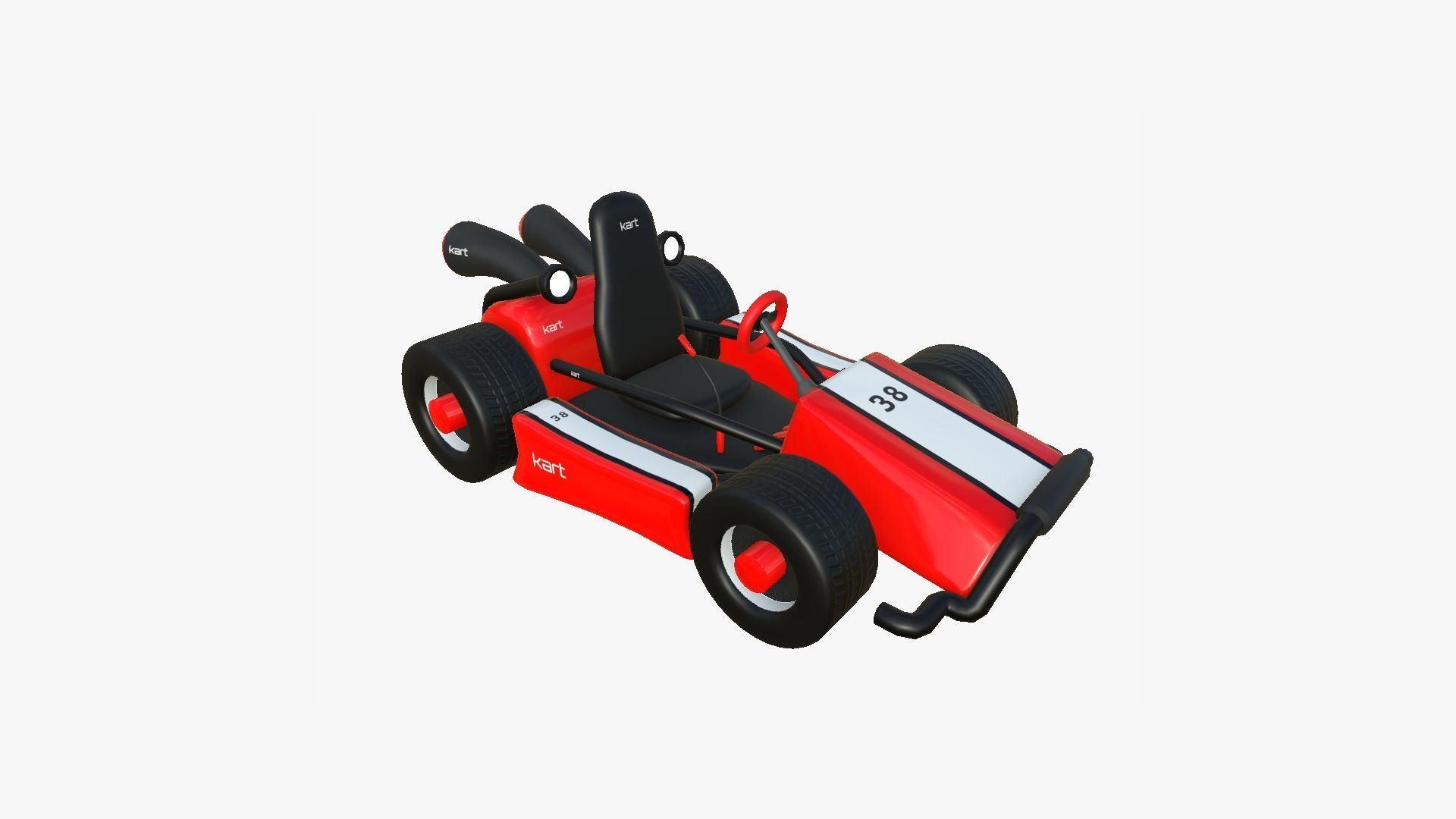 Cartoon Kart I01 Red - Vehicle Racing Design Low-poly 3D model_4