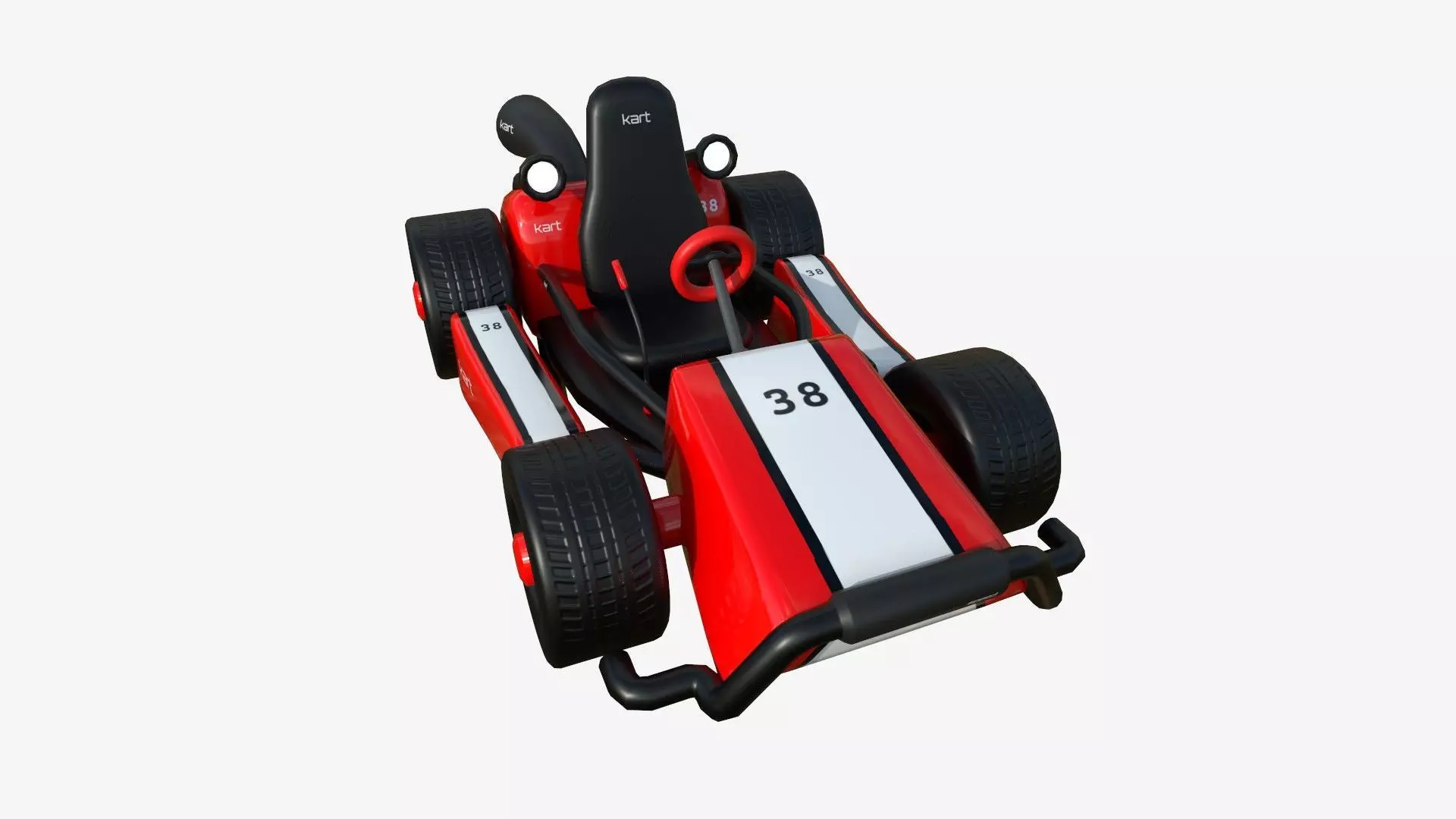 Cartoon Kart I01 Red - Vehicle Racing Design Low-poly 3D model_0
