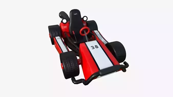 Cartoon Kart I01 Red - Vehicle Racing Design Low-poly 3D model