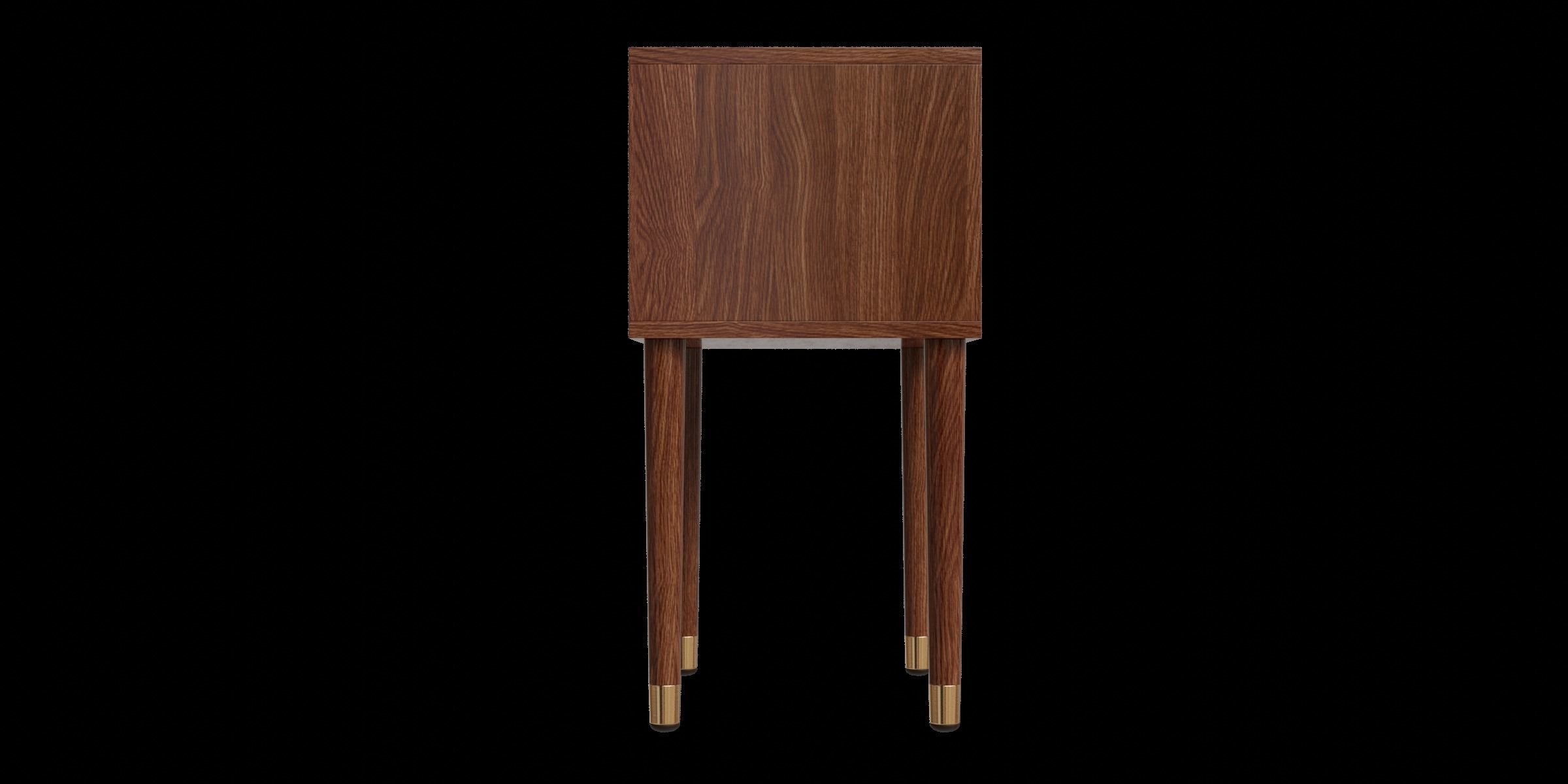 Walnut Modern Wooden Side Table With Storage 3D model_4
