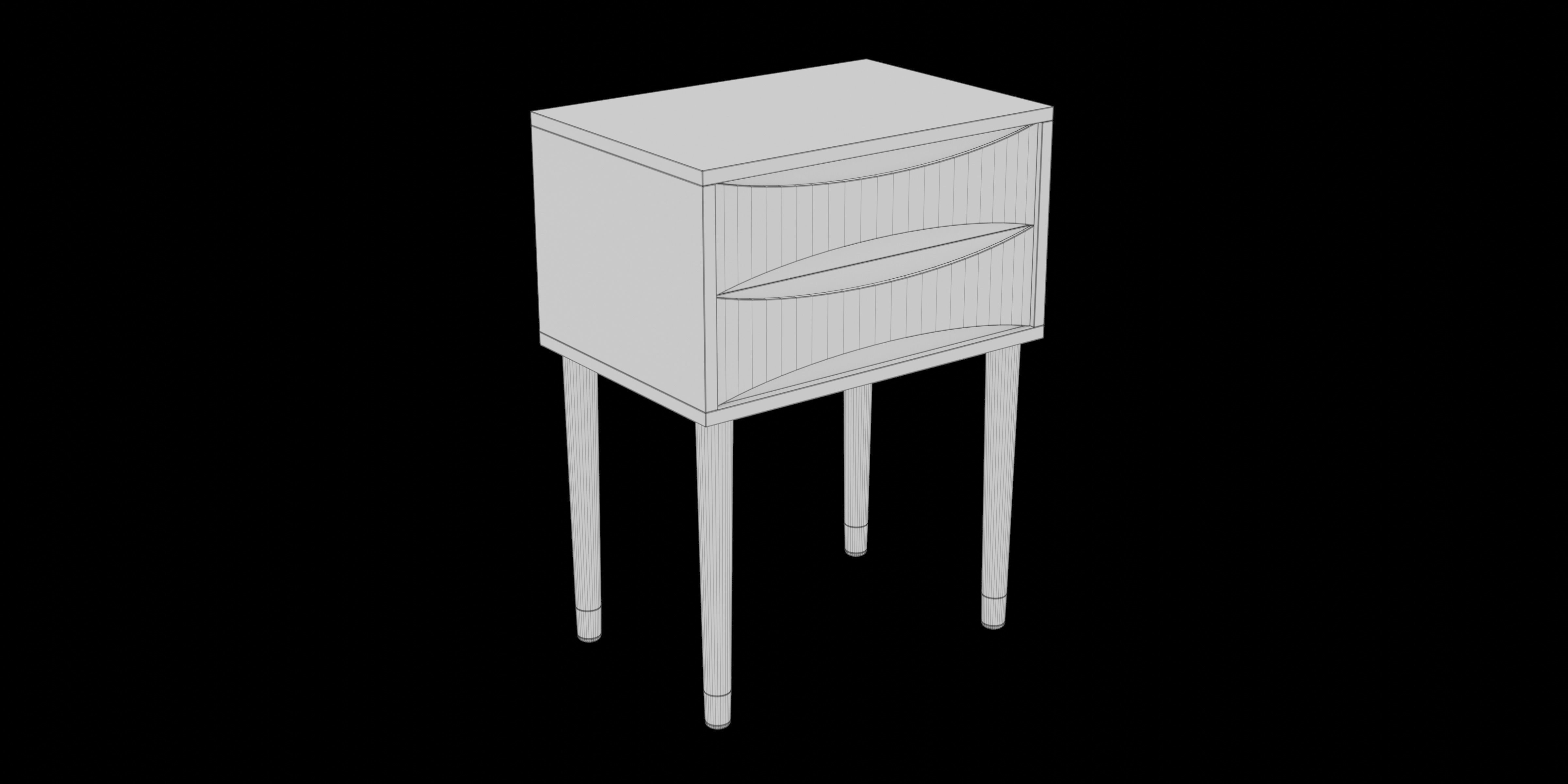 Walnut Modern Wooden Side Table With Storage 3D model_6